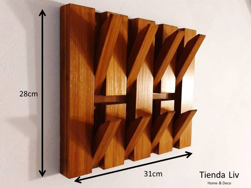 Imagen 2 de 7 de Perchero De Pared 8 Ganchos Madera Rebatible Diseño Nórdico