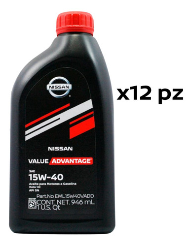 Kit 12lt Aceite Nissan 15w40 Tiida Hb 2016