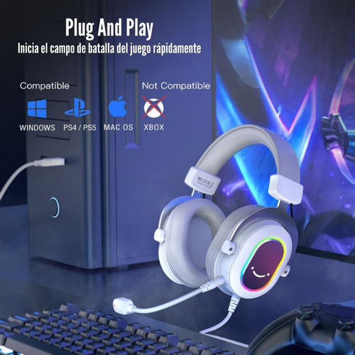 Audífono Fifine Ampligame H6 Rgb Sonido 7.1 - Blanco