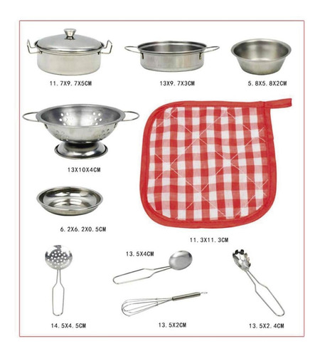 Imagen 4 de 6 de Juego De Cocina Kids Set Juguete De Cocina 11 Piezas