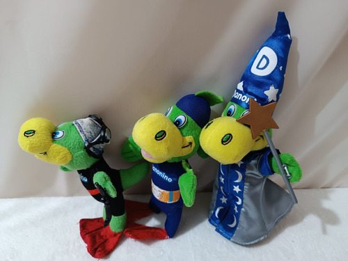 Lote 3 Peluches 20cm Promos De Dino De Danonino. Verde Claro (Usado)