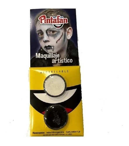 Maquillaje Artistico Acuarelable Negro Y Blanco Pintafan X 2