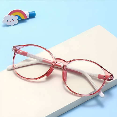 Armação De Óculos P/ Grau Infantil Flexível Anti-luz Azul Cor Rosa/branco