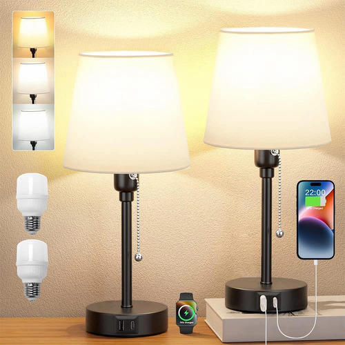 Lampara Escritorio Buró Mesa Luz De Noche Led 2pcs Con Focos