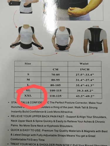 Faja Correctora De Postura Con Varillas Metalicas Talle Xxl