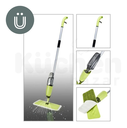 Imagen 2 de 10 de Mopa Spray Mop Trapeador Rectangular Secador De Pisos Con Rociador Paño De Microfibra Ultra Absorvente