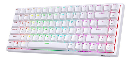 Teclado gamer bluetooth Royal Kludge RK84 QWERTY inglés US color blanco con luz RGB