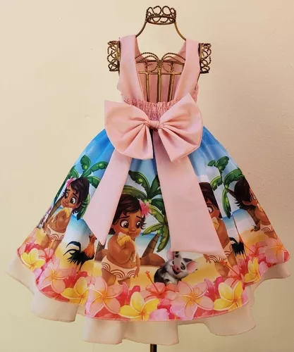 Vestido Infantil Moana Baby Temática Roupa Fantasia Desenho