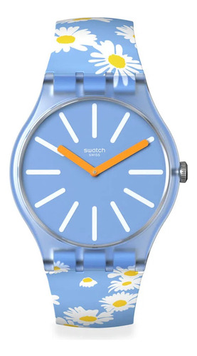 Reloj Swatch So29s100 Dazed By Daisies Color de la correa Celeste Color del bisel Azul acero Color del fondo Azul acero
