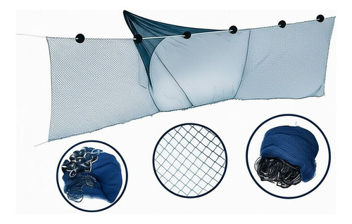 Arrastão Malha 25mm Tanque Rio Carpa 10mt C/funil 3m Alt Azul