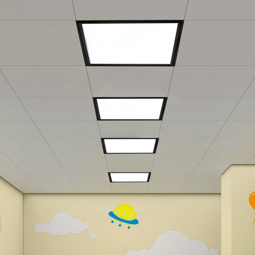 Panel Led 60x60 Sobrepuesto Cuadrado 48w Luz Fría Negro 48w