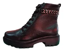 Comprar Bota Cuero Pegada Fashion Acordonada Casual Urbano Invierno 