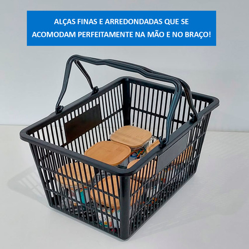 5 Cestas De Compras Reforçada P/ Supermercados Lojas 22l