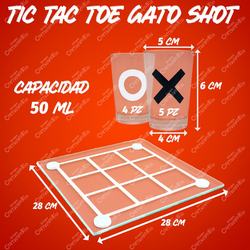 Tic Tac Toe Shot Juego Gato Fiesta Cumpleaños 28x28cm