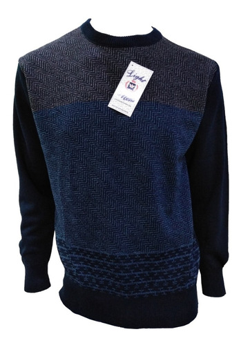 Imagen 1 de 2 de Suéter Azul Marino Con Gris Medio Cierre 