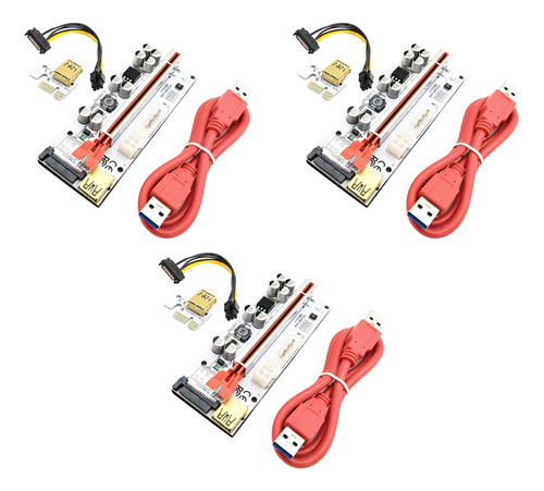 3 Unidades Ver100-x Pcie Riser, 1 A 16 Puertos Usb 3.0 Sata3