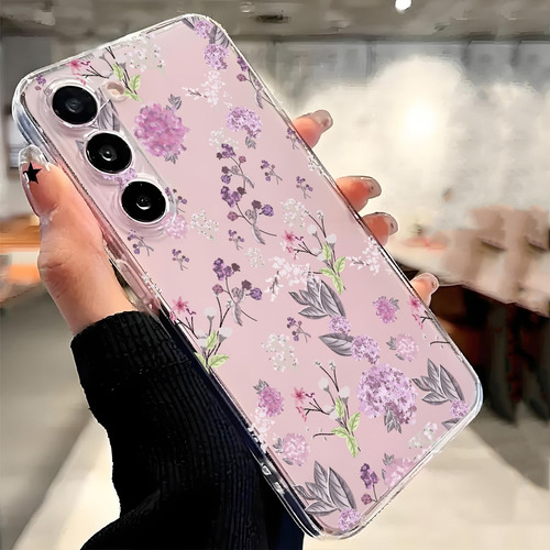 Funda Blanda Transparente De Jacinto Violeta Para Teléfono Con Funciones A Prueba De Golpes, Compatible Con Apple, Compatible Con Samsung