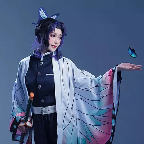 Demon Slayer: Kimetsu No Yaiba Kocho Shinobu Anime Disfraz De Cosplay Para Niños Con Peluca