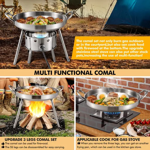 Juego De Comal Acero Inoxidable 3 Patas