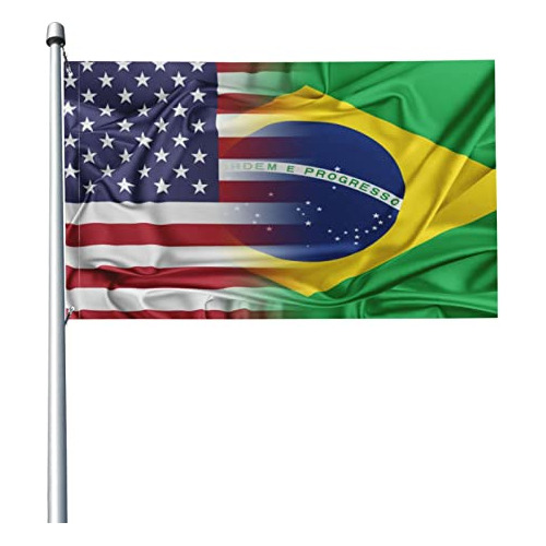 Bandera De Estados Unidos Y Brasil, 3 X 5 Pies, Colores...