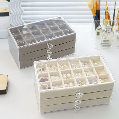 Caja De Almacenamiento Con Cajón Para Joyas De Múltiples Cap
