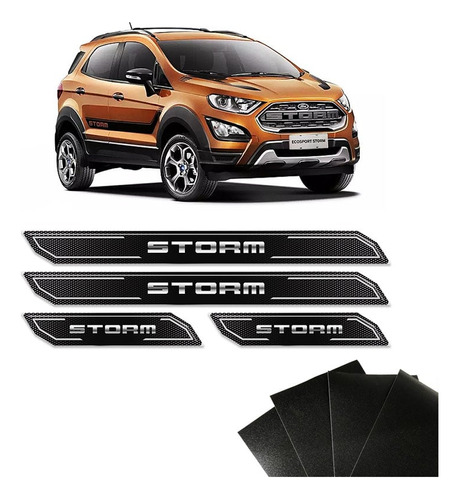 Kit Soleira Diamante Ecosport Storm Com Protetor De Porta