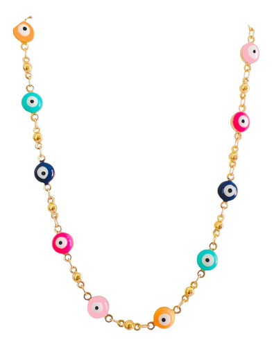 Collar Ojos Turcos Colores Chapa Oro 22k Protección Amuleto