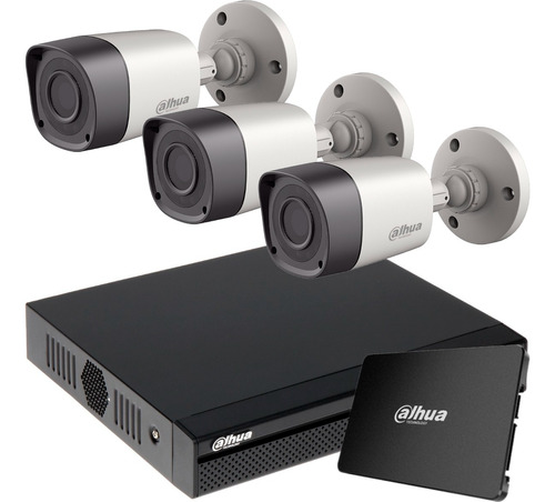 Kit Seguridad Dahua Dvr 4 + 3 Camaras Exterior 1mp + Disco