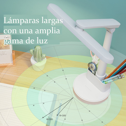 Fofodio Lámpara Blanca de Escritorio Brazo Giratoria 360° Recargable Luces Led y Soporte para Celular 3 Modos de Brillo para Estudiar Lectura Hogar y Trabajo