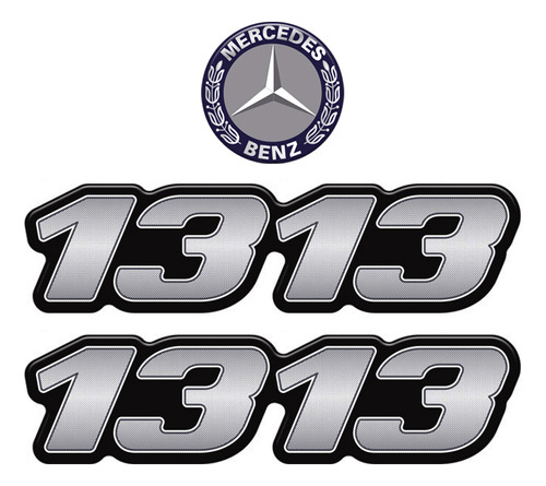 Kit Emblemas 1313 Mercedes Benz Adesivo Lateral Alto Relevo