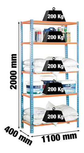 Estanteria Maderclick Superplus 5/400 Azul/nja/mad Simonrack