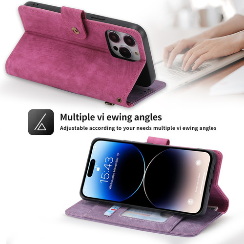 Funda Tipo Cartera De Piel Vegana De La Serie Huawei Con Bloqueo Rfid, Ranuras Para Tarjetas, Efectivo, Protección Total, Rojo Rosa