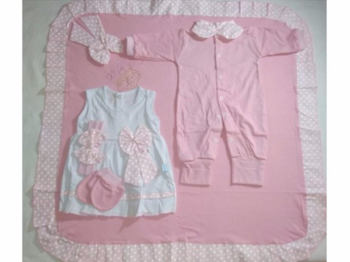 Imagem 1 de 1 de Kit Saida De Maternidade Vermelho Bebe Menina Rosa