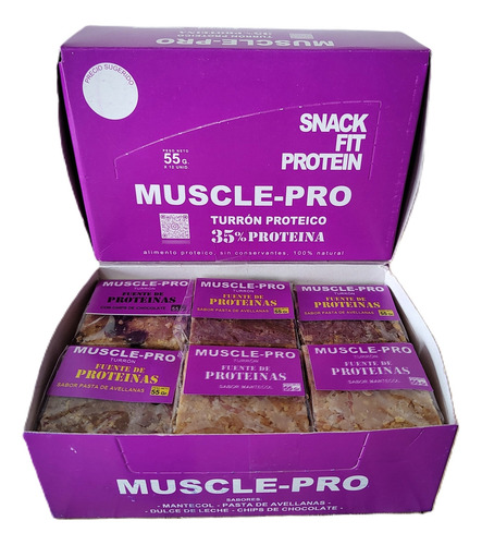 Turrón Proteico Musclepro Natural Sin Conservantes Caja X 12