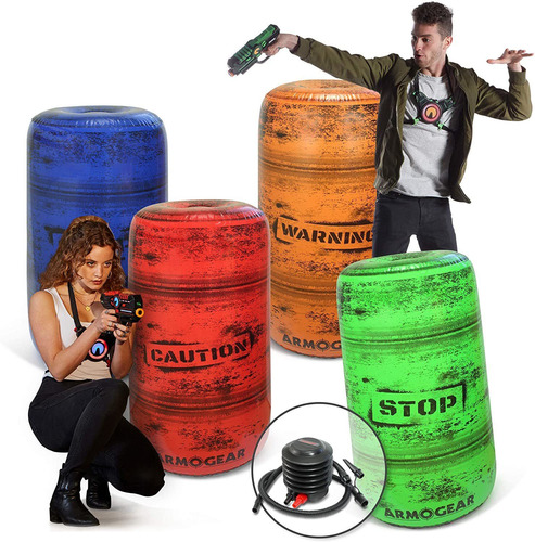 Armogear Juego De 4 Barriles De Batalla Inflables Con Bomba