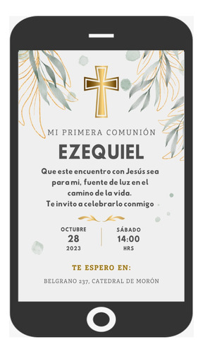 Tarjeta De Invitación Virtual Digital Primera Comunión