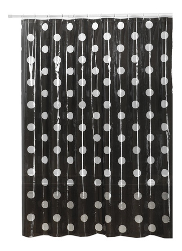 Cortina De Baño Estampada   Pvc  Cristal Spots Negro