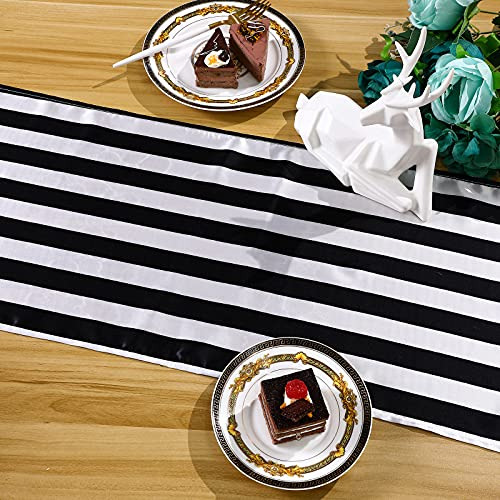 Camino De Mesa A Rayas Blancas Y Negras Decoración De Mesa D