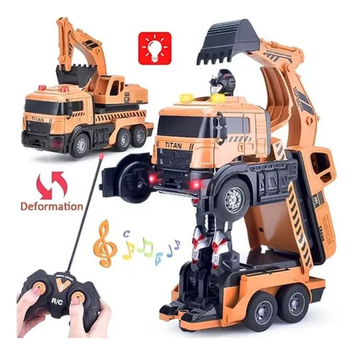 Auto Control Remoto Transformer Robot Excavadora 685-1