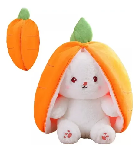 Conejito Reversible De Peluche 25 Cm – Fresa Y Zanahoria, Doble Cara, Sorpresa Interior, Para Pascua