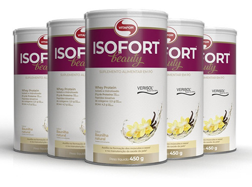 Kit 5 Life Whey Protein Isolado Vitafor 450g Baunilha