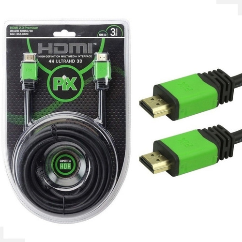 Cabo Hdmi 19 Pinos 3 Metros 2.0 4k Ultra Hd 3d Uhd C/ Filtro