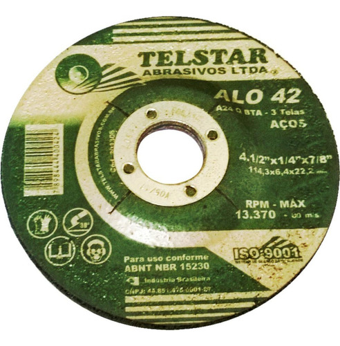 Disco Desbaste Telstar Ferro 4.1/2 301306 - Kit C/5