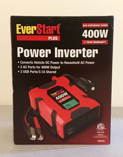 Everstart Plus 400w Inversor Energía Carro/celular 2 Usb 2ac