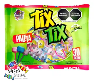 Sonrics Tix Tix Paleta Bolsa 330g. C/30pz