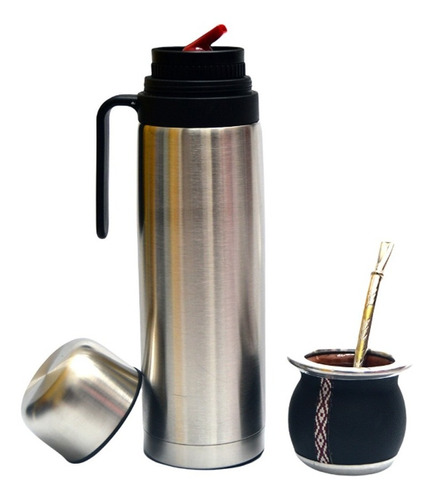 Set De Mate Con Termo De 1 Litro Y Bombilla De Bronce