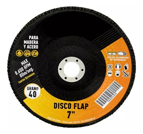 Disco Flap Lija Amoladora 180mm 7 PuLG. Grano 40 60 80 120