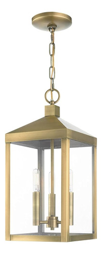 Livex Lighting 3 Light Antique Brass Outdoor Pendant Lantern