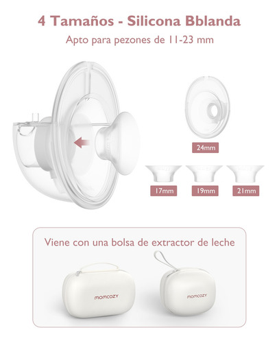 Momcozy M5 Extractor de Leche Eléctrico Manos Libres, Paquete de 2, Color Gris Sacaleches Portátil