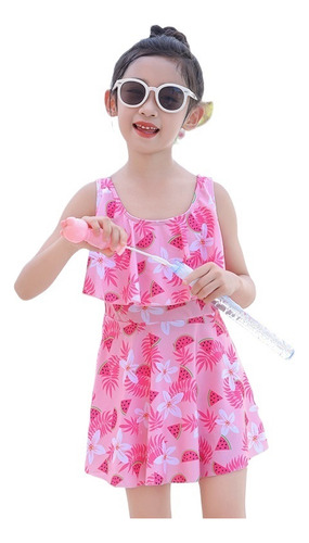 Traje De Baño Transpirable Con Falda De Moda For Niña